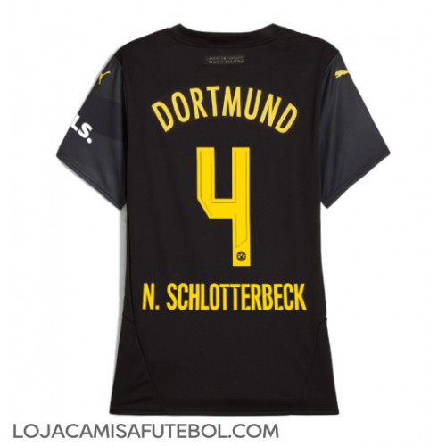 Camisa de Futebol Borussia Dortmund Nico Schlotterbeck #4 Equipamento Secundário Mulheres 2024-25 Manga Curta